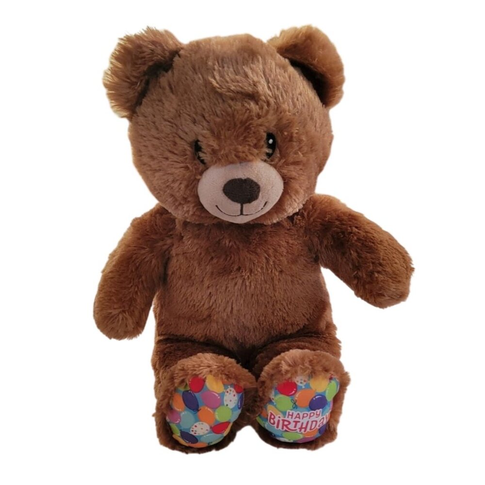 Build-A-Bear Workshop Brown Teddy Bear “Happy Birthday” Plush – Logo Paw – No So
